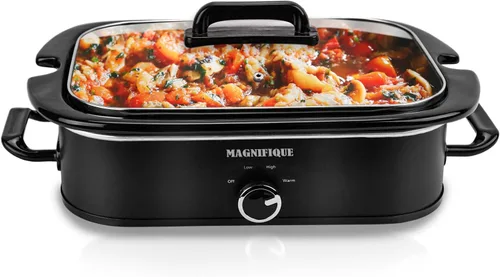 Olla de cocción lenta de 4 cuartos con configuración manual de olla de guisantes - Aparato pequeño de cocina perfecto para cenas familiares, olla de