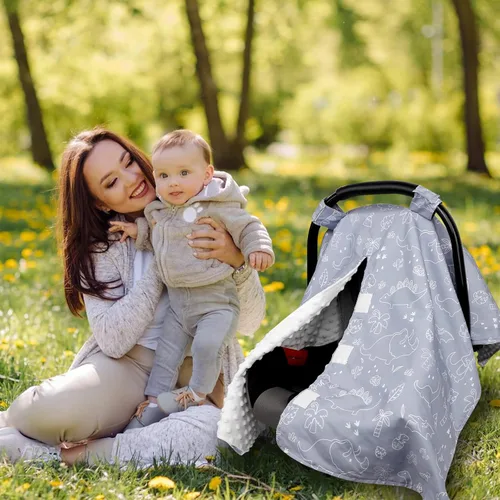 Miniatura 6 de Fundas para asiento de coche para bebés, Toldo con apertura Peekaboo para asiento de coche infantil para niños y niñas, cubiertas de lactancia 2
