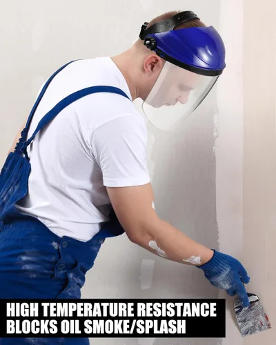 Miniatura 6 de Tellegloww Paquete de 4 protectores faciales de seguridad para moler y cortar, máscara facial resistente a los impactos para trabajo química Azul