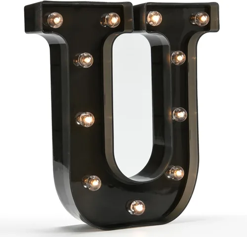 Miniatura 33 de Oycbuzo - Letras con iluminación Led, letras del alfabeto, color negro, para decoración de bares, festivales, cumpleaños, bodas