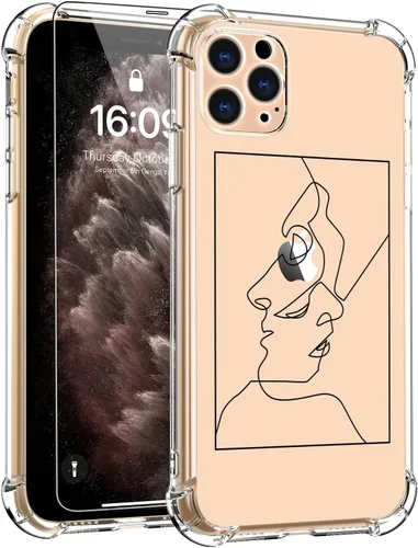 Miniatura 15 de LUXVEER Funda para iPhone 11 Pro con protector de pantalla, elegante diseño floral en TPU suave transparente, ajuste delgado, funda protectora