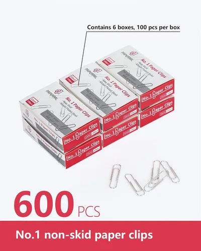 Miniatura 3 de PAPERPAL Clips de papel para oficina, escuela y uso personal, #1 Clip de papel antideslizante (1-2/7"), 600 clips de papel medianos