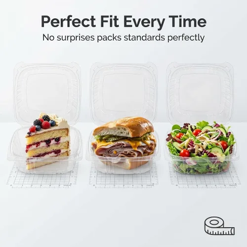 Miniatura 6 de Mr Miracle - Envases de almeja de plástico transparente desechables, resistentes a fugas y duraderos para entregas como Uber Eats, ideales