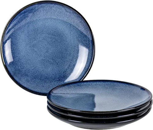UNICASA Juego de 4 platos de cerámica para postre, platos reactivos de 8 pulgadas para aperitivos, aperitivos, ensaladas, platos para servir, aptos