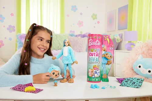 Miniatura 2 de Muñeca Barbie Cutie Reveal y Accesorios con Disfraz de Animal y 10 Sorpresas Incluyendo Cambio de Color, Oso de Peluche como Delfín en Serie