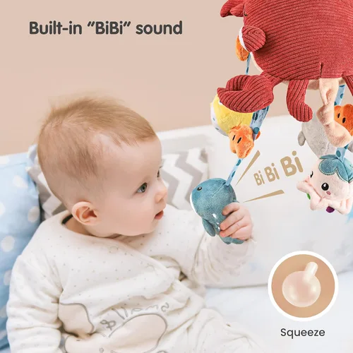 Miniatura 3 de TUMAMA - Juguetes para bebés de 0, 3, 6, 9 a 12 meses, cochecito de animales de peluche de actividad y juguete colgante para asiento de automóvil