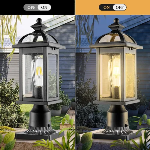 Miniatura 5 de Darkaway Luces de poste para exteriores, postes de iluminación al aire libre, luces de poste de aluminio impermeables con vidrio, luces de poste