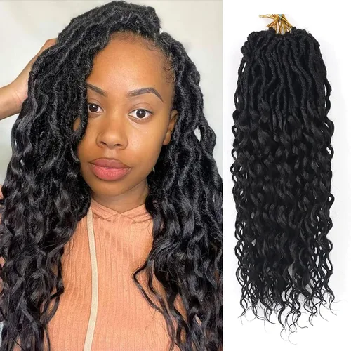 Miniatura 65 de Cabello de ganchillo para mujeres negras Goddess Locs de 14 pulgadas 8 paquetes 613 Locs falsos suaves preenganchados trenzas de ganchillo cabello