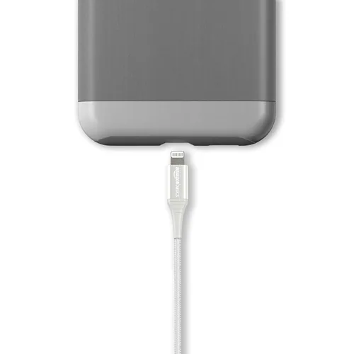 Miniatura 4 de Amazon Basics - Cable Lightning de nailon trenzado doble a USB, colección avanzada, cargador para iPhone certificado MFi Plateado
