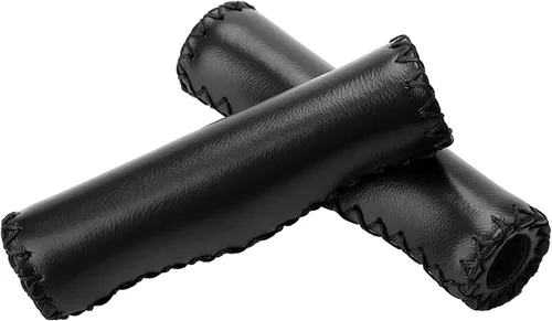 Miniatura 8 de Puños de bicicleta marrones de cuero marrón para bicicleta, esponja de PU, 1 par cosido a mano Pu bicicleta manillar manillar agarres con enchufe