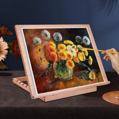 Miniatura 6 de Tablero Grande de Dibujo y Bocetos para Artistas, Mesa de Dibujo Caballete de Madera Ajustable de 6 Posiciones, 24.8" L x 16.5" A (A2) Caballete