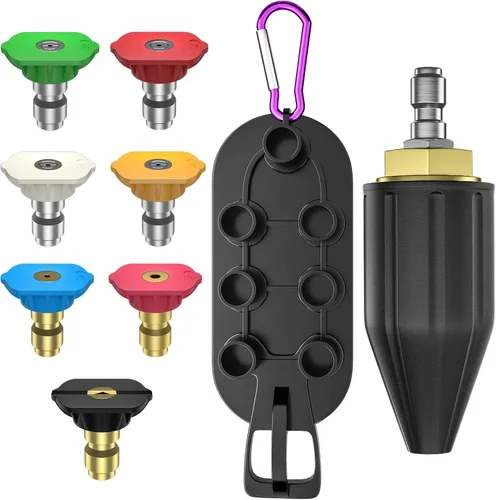 POHIR Boquilla Turbo 4000 PSI, paquete de 9 puntas de pulverización para lavadora a presión, juego completo que incluye orificio giratorio Turbo 4.0