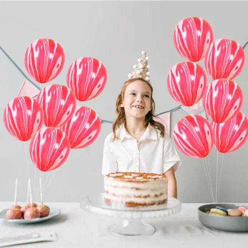Miniatura 3 de 50 globos de látex de mármol de 12 pulgadas, globos de mármol arcoíris rojo y blanco para el día de San Valentín, boda, bebé, fiesta de cumpleaños