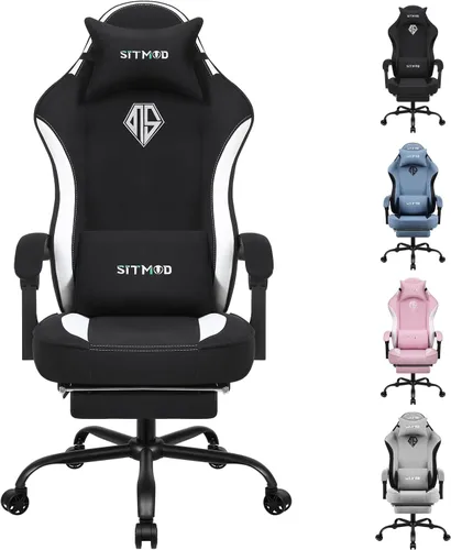 Miniatura 10 de SITMOD Silla de juegos – Silla de juegos grande y alta para adultos con peso máximo de 400 libras, altura y ángulo ajustables, reposapiés y soporte