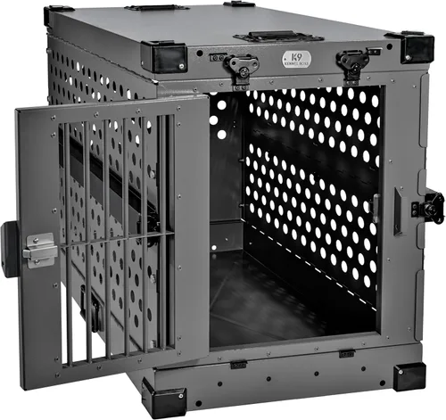 Miniatura 7 de K9 Kennel Boss - Jaula para Perros Resistente Completamente Plegable de Aluminio con Recubrimiento en Polvo - Mediana (Gris)