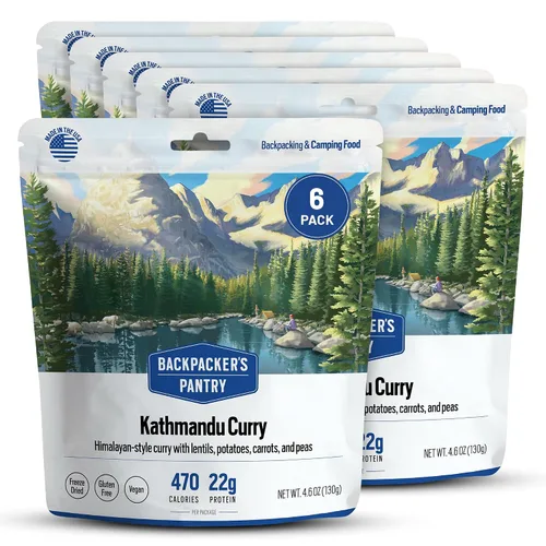 Backpacker's Pantry Curry de Katmandú | Comidas veganas para mochileros | Alimentos liofilizados para acampar | 0.78 oz de proteína | 6 unidades