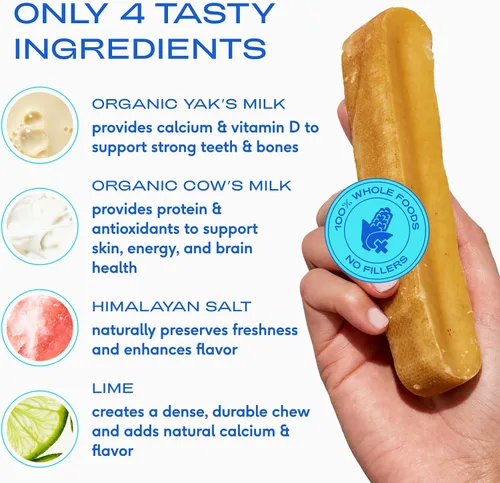 Miniatura 5 de Native Pet Yak Cheese Himalayan Dog Chews – Palitos dentales de larga duración para razas medianas – Masticables de yak del Himalaya 100% naturales
