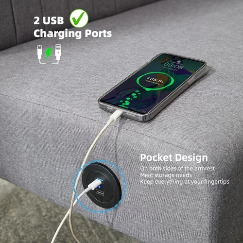 Miniatura 4 de STHOUYN Mini Sofá Pequeño y Cómodo Sin Brazos con Puerto USB para Dormitorio, Sofás de Terciopelo para Espacios Pequeños, Sala de Estar, Oficina