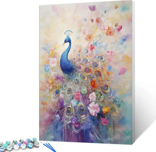 Miniatura 27 de Tucocoo Kits de pintura por números de lavanda con pinceles y pigmento acrílico sobre lienzo para adultos, hermoso proyecto de manualidades florales