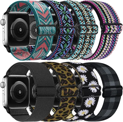 Miniatura 7 de Paquete de 8 correas elásticas deportivas de repuesto compatibles con IWatch de 1.496 pulgadas/1.575 pulgadas/1.614 pulgadas/1.654 pulgadas/1.732