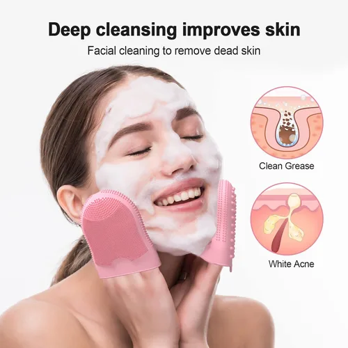 Miniatura 5 de Coolnice Cepillo de limpieza – Cepillos faciales de silicona para limpieza y exfoliación, guantes de masaje corporal, limpiador facial, almohadilla