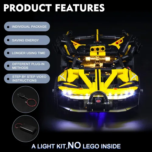 Miniatura 3 de BrickBling Luz LED compatible con Lego Technic Bugatti Bolide 42151, kit de iluminación creativa compatible con Lego 42151, para ventiladores
