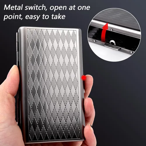 Miniatura 5 de Goshentech Estuche de metal retro con diseño espacial de pastillas, capacidad de 14, plata antigua chapada en metal, doble cara, caja de tarjeta