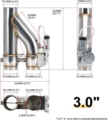 Miniatura 3 de Kit universal de tubo de escape de acero inoxidable de 3 pulgadas
