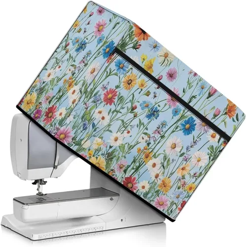 Miniatura 8 de Funda para máquina de coser de mariposas y flores con prácticos bolsillos, funda protectora con asa, para la mayoría de máquinas de coser estándar