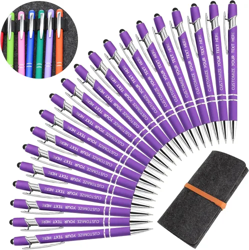 Miniatura 50 de Bolígrafos personalizados con lápiz óptico y grabado gratis, bolígrafos personalizados para negocios, graduación, aniversarios (hasta 500 unidades)