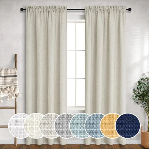 Miniatura 65 de Cortinas blancas puras de 38 pulgadas de ancho para dormitorio, juego de 2 paneles de cortinas de privacidad con bolsillo para barra, cortinas