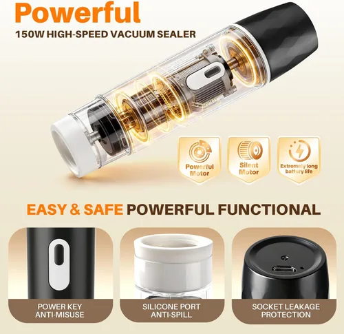 Miniatura 5 de Sellador al vacío para alimentos, máquina selladora al vacío compacta