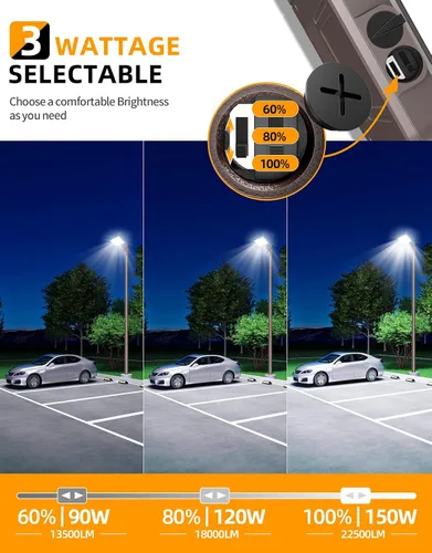 Miniatura 4 de Luz LED de estacionamiento de 150 W, 120 W, 90 W, ajustable, con certificación UL, 5700 K, 5000 K, 4500 K, sintonizable, 22500 lm luz comercial