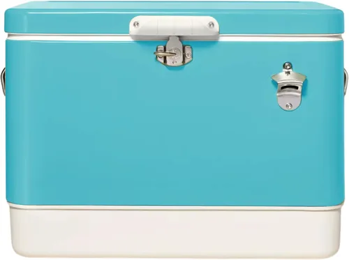 Miniatura 10 de FSE Enfriador de Metal de Lados Duros de 54 Cuartos / 80 Latas, Camuflaje Gris y Negro de Dos Tonos, Enfriador de Bebidas Duradero para Exteriores