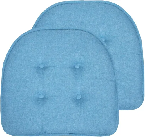 Miniatura 10 de Sweet Home Collection - Cojín de espuma viscoelástica para silla con capitoné, antideslizante, parte trasera de goma, en forma de U, 17 x 16 Piel