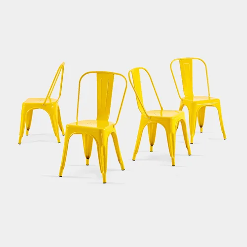 Miniatura 19 de AC Pacific Sillas de comedor de metal industrial de 18 pulgadas de altura, asiento apilable de cocina o bar, diseño moderno y duradero, muebles