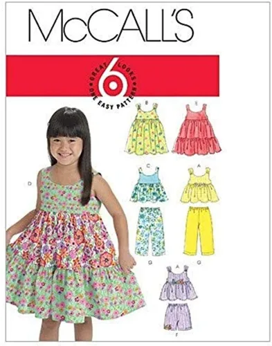 McCall's Patterns M6017 Tops, Vestidos, Pantalones cortos y pantalones para niños pequeños/niños, Talla CB (1-2-3)