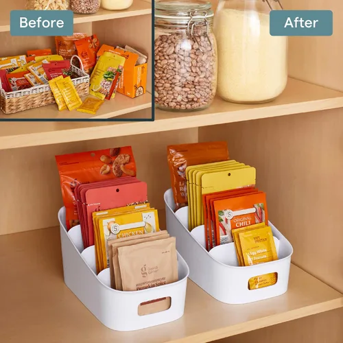 Miniatura 6 de YouCopia ShelfBin - Organizador de paquetes, contenedor dividido elevado de 4 niveles en escalera, organizador de almacenamiento sin BPA