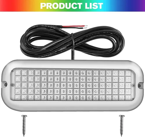 Miniatura 8 de HUSUKU P1 (2.0) 6.6 pulgadas 3600LM Luces LED marinas para barco bajo el agua, 10-36V 90LED IP68, acero inoxidable 316, montaje en superficie