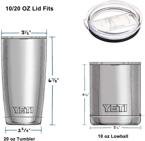 Miniatura 2 de Tapa de vaso para vasos Yeti Rambler de 20 onzas y 10 onzas, a prueba de salpicaduras y apto para popote (solo tapa), 20 onzas