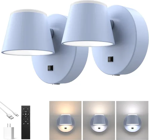 Miniatura 15 de URSOLA Aplique de pared LED con interruptor de encendido/apagado, puerto de carga USB, 110 voltios, lámpara de pared cableada con cable de 350