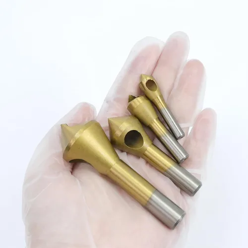 Miniatura 5 de Juego de 4 brocas avellanadoras con revestimiento de titanio de 90 grados, avellanador HSS y herramienta de desbarbado para ajuste de tornillo