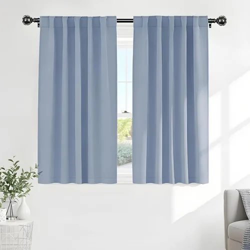 Miniatura 100 de PONY DANCE Cortinas cortas con aislamiento térmico para ventana pequeña, para guardería, baño, cocina, lavandería, caravana, sótano, 29 pulgadas