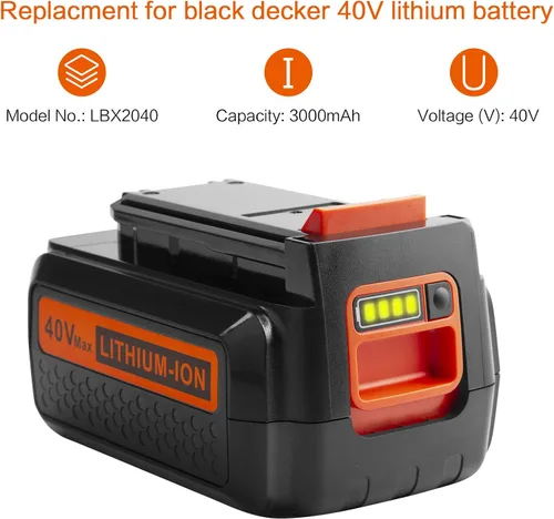 Miniatura 6 de TREE.NB Batería de litio LBX2040 mejorada de 40 V 3000 mAh de repuesto para batería Black Decker de 40 V LBX2040 LBXR36 LBXR2036 LST540 LCS1240