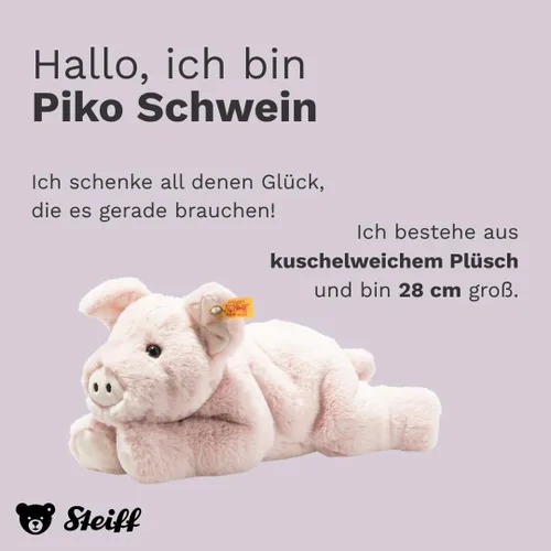 Miniatura 2 de Steiff Piko Pig - Juguete de peluche de peluche, color rosa, 11 pulgadas