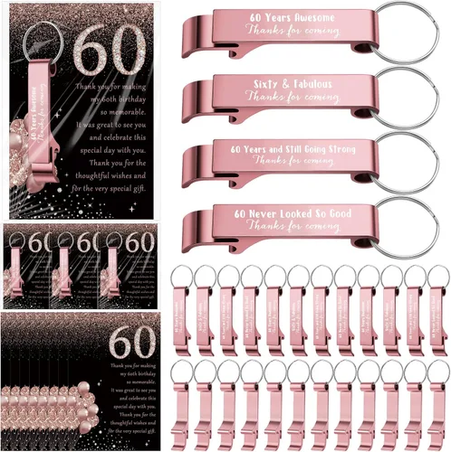 Miniatura 26 de Dandat 50 Sets 40th Birthday Party Favors for Guests Birthday Beer Opener Keychain Cheers to 40 Bottle Opener Keychain with Thank You Cards and Gift