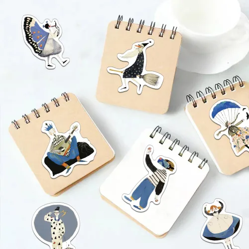 Miniatura 4 de 50 calcomanías de vinilo estéticas azules, impermeables, artísticas dibujadas a mano, para botellas de agua, portátiles, diarios, álbumes