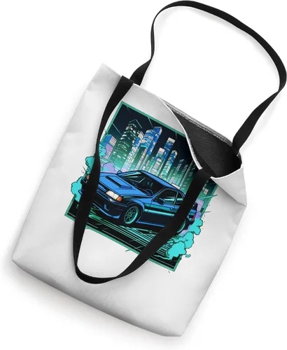 Miniatura 2 de Synthwave JDM Japanese Drifting Sports Car Cool Retro 1980s Tote Bag
