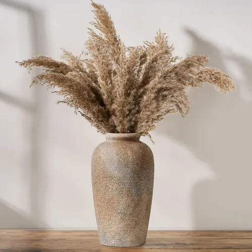 Vaseking - Jarrón rústico de cerámica grande con base emocional, 11 pulgadas, minimalista, decorativo, para decoración del hogar, sala de estar,