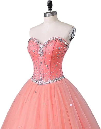 Miniatura 8 de Likedpage - Vestido de tul con escote de corazón para mujer, diseño para bailes, fiestas, graduaciones y quinceañeras